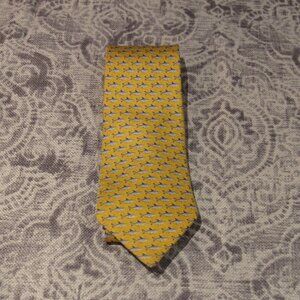 TOMMY HILFIGER Shark Fish King of the Ocean Sea Yellow Men's Silk Neck Tie
